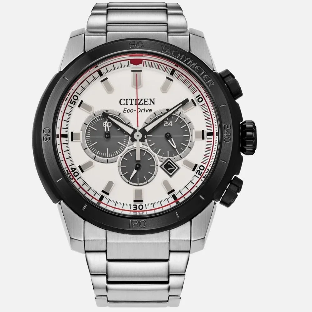 Citizen Men's Sport Casual Chronograph Eco-Drive Silver Watch 48 MM